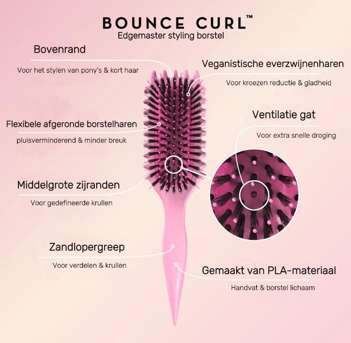 Bounce Curl EdgeMaster Styling Borstel - Perfect gedefinieerde krullen en pluisvrij de hele dag.